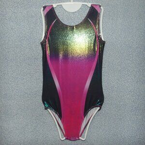Shiny Black Pink Ombre Leotard 140